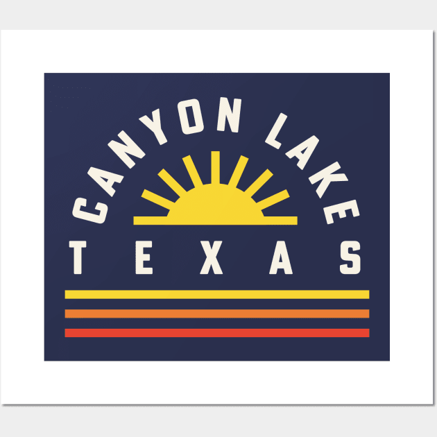 Canyon Lake Texas Retro Vintage Stripes Sunset Wall Art by PodDesignShop